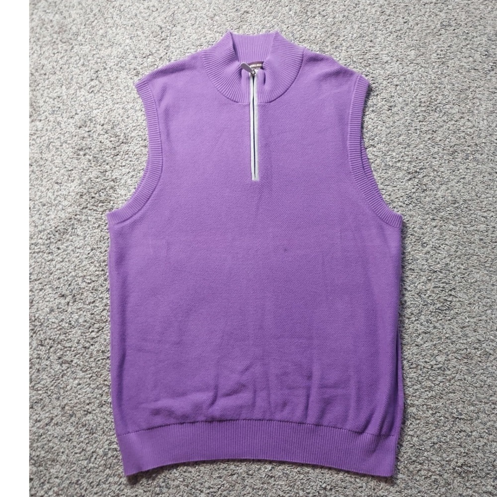 Johnston & Murphy Sweater Vest Mens XXL Purple Pima Cotton Quarter Zip Knit Vest